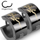 Стальные серьги-кольца Spikes SE2012 с ящерицей Стальные серьги-кольца Spikes SE2012 с ящерицей