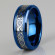 Кольцо из карбида вольфрама синее Lonti RTG-0031 с орнаментом "Кельтский дракон" (оттенок металл)