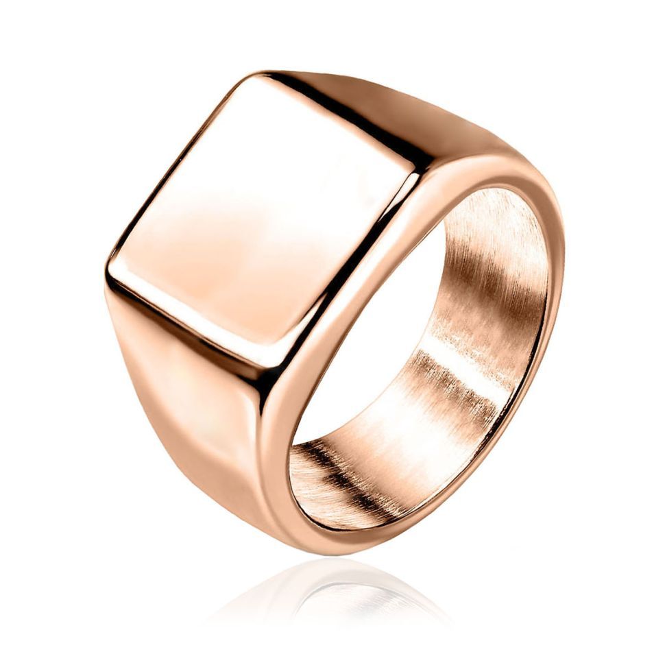 Купить Кольцо-печатка (перстень) 9 мм, 14 мм и 18 мм, TATIC RSS-7684 изстали с площадкой для гравировки надписей, цвет розовое золото за 1 100руб.